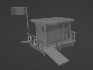Lifestation post Lifeguard station Beach safety Low-poly 3D Model