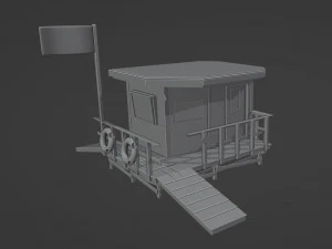 Lifestation post Lifeguard station Beach safety Low-poly 3D Model