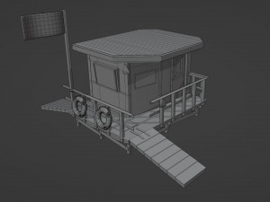 Lifestation post Lifeguard station Beach safety Low-poly 3D Model