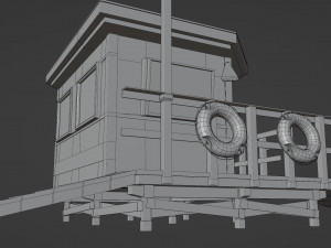 Lifestation post Lifeguard station Beach safety Low-poly 3D Model