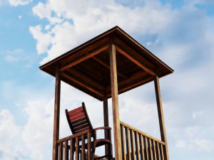 Sauveteur Sauvetage Tour de garde Belv&eacute;d&egrave;re de la plage Modèle 3D