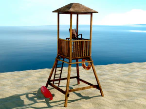 Salva-vidas Salva-vidas Torre de guarda Mirante da praia Modelo 3D