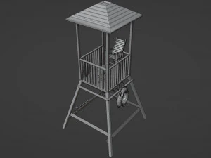 Salva-vidas Salva-vidas Torre de guarda Mirante da praia Modelo 3D