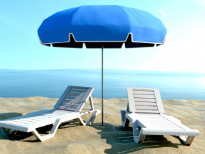 Beach Parasol Umbrella Sun shelter Outdoor Garden Low-poly Modelo 3D