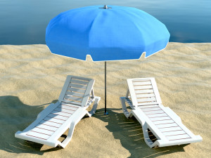 Beach Parasol Umbrella Sun shelter Outdoor Garden Low-poly Modelo 3D