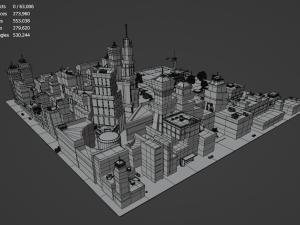 Metropolis Megalopolis Cosmopolis Town Sci fi Future Low-poly 3D Model