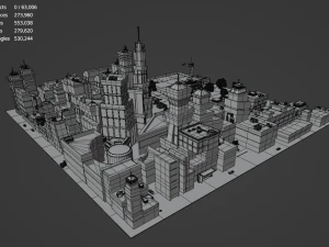 Metropolis Megalopolis Cosmopolis Town Sci fi Future Low-poly 3D Model
