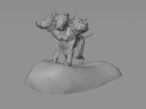 Cerberus Hellhound dog Hound of Hades Beast Monster Rigged Low-poly 3D Model
