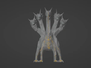 Hydra Water dragon monster Sea Mythical Giant serpent Rigged Free low-poly 3D Model