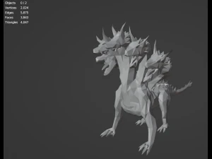 Hydra Water dragon monster Sea Mythical Giant serpent Rigged Free low-poly 3D Model
