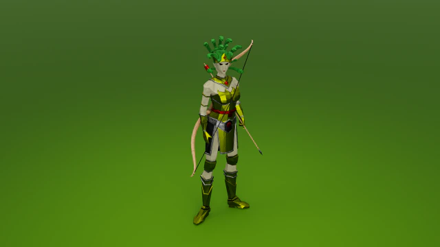Medusa G&oacute;rgona Deusa cobra M&iacute;tico Horr&iacute;vel Low poly Rigged Low-poly Modelo 3D .c4d .max .obj .3ds .fbx .stl .blend 