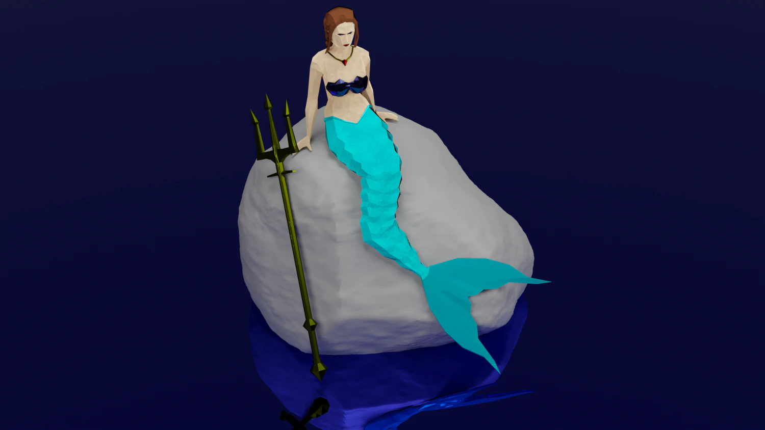 Magical Mermaid Siren Sea maiden Oceanid Lowpoly Rigged Low-poly 3D Model .c4d .max .obj .3ds .fbx .stl .blend 