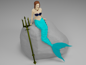 Magical Mermaid Siren Sea maiden Oceanid Lowpoly Rigged Low-poly Modelo 3D