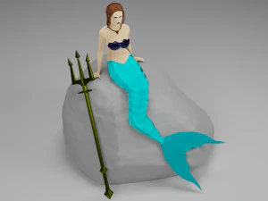 Magical Mermaid Siren Sea maiden Oceanid Lowpoly Rigged Low-poly 3D Model