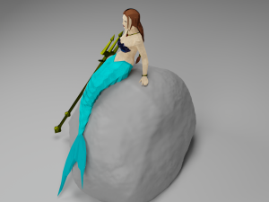 Magical Mermaid Siren Sea maiden Oceanid Lowpoly Rigged Low-poly Modelo 3D