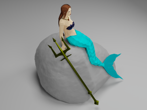 Magical Mermaid Siren Sea maiden Oceanid Lowpoly Rigged Low-poly Modelo 3D