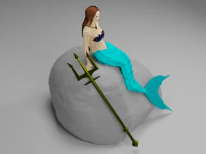 Magical Mermaid Siren Sea maiden Oceanid Lowpoly Rigged Low-poly 3D Model