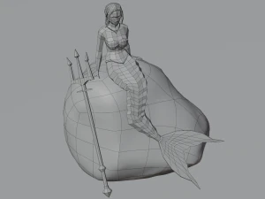 Magical Mermaid Siren Sea maiden Oceanid Lowpoly Rigged Low-poly 3D Model