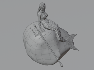Magical Mermaid Siren Sea maiden Oceanid Lowpoly Rigged Low-poly Modelo 3D