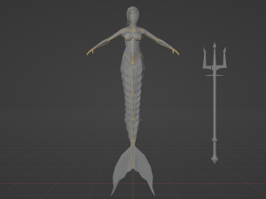 Magical Mermaid Siren Sea maiden Oceanid Lowpoly Rigged Low-poly Modelo 3D