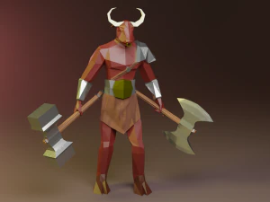Minotaur Beast Griekse mythologie Gameready opgetuigd Low-poly 3D Model