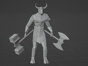 Minotaur Beast Greek mythology Gameready Rigged Low-poly 3D Model