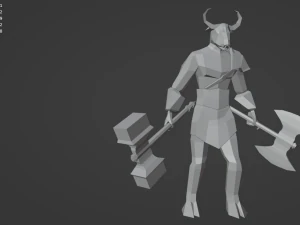 Minotaur Beast Greek mythology Gameready Rigged Low-poly 3D Model