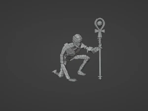 M&uacute;mia do Egito Cad&aacute;ver em bandagens Gameready Rigged Low-poly Modelo 3D