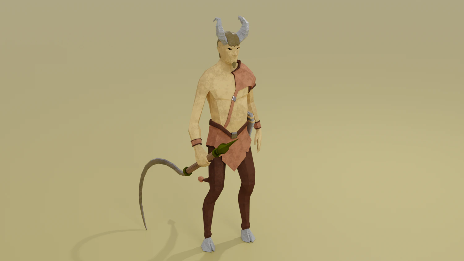 S&aacute;tiro mitad cabra Esp&iacute;ritu de la naturaleza Hombre salvaje Dios astado Bosque Baco Low-poly Modelo 3D .c4d .max .obj .3ds .fbx .stl .blend 