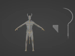 S&aacute;tiro mitad cabra Esp&iacute;ritu de la naturaleza Hombre salvaje Dios astado Bosque Baco Low-poly Modelo 3D