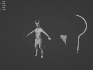 S&aacute;tiro mitad cabra Esp&iacute;ritu de la naturaleza Hombre salvaje Dios astado Bosque Baco Low-poly Modelo 3D