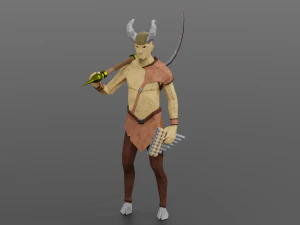 S&aacute;tiro mitad cabra Esp&iacute;ritu de la naturaleza Hombre salvaje Dios astado Bosque Baco Low-poly Modelo 3D