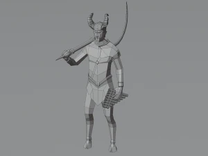 S&aacute;tiro mitad cabra Esp&iacute;ritu de la naturaleza Hombre salvaje Dios astado Bosque Baco Low-poly Modelo 3D