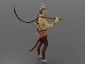 S&aacute;tiro mitad cabra Esp&iacute;ritu de la naturaleza Hombre salvaje Dios astado Bosque Baco Low-poly Modelo 3D