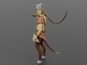 S&aacute;tiro mitad cabra Esp&iacute;ritu de la naturaleza Hombre salvaje Dios astado Bosque Baco Low-poly Modelo 3D
