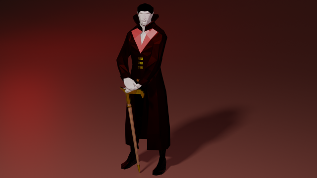 Dracula Vampire Undead Lowpoly Gameready Rigged Low-poly 3D Model .c4d .max .obj .3ds .fbx .stl .blend 