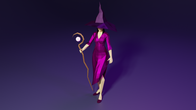 Witch Sorcerer Enchantress Gameready Rigged Low-poly Modello 3D .c4d .max .obj .3ds .fbx .stl .blend 