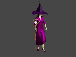 Witch Sorcerer Enchantress Gameready Rigged Low-poly Modello 3D