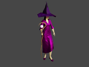 Witch Sorcerer Enchantress Gameready Rigged Low-poly 3D Model
