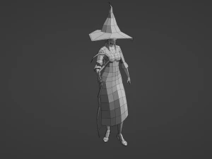 Witch Sorcerer Enchantress Gameready Rigged Low-poly 3D Model