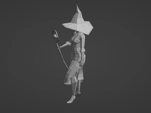 Witch Sorcerer Enchantress Gameready Rigged Low-poly 3D Model