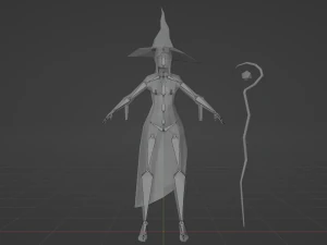 Witch Sorcerer Enchantress Gameready Rigged Low-poly 3D Model
