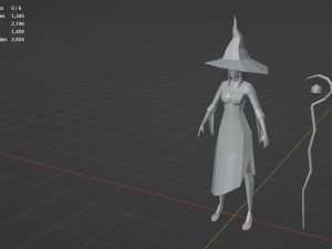Witch Sorcerer Enchantress Gameready Rigged Low-poly Modello 3D