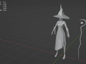 Witch Sorcerer Enchantress Gameready Rigged Low-poly 3D Model