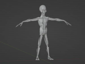 स्पेस एलियन यूएफओ विज्ञान-फाई चरित्र रिग्ड 3D मॉडल