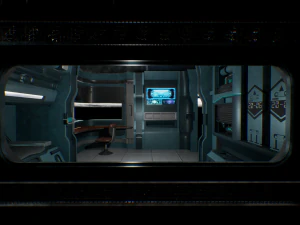 Futurystyczna komnata Symulacja science-fiction Cyber-kr&oacute;lestwo Pok&oacute;j high-tech Model 3D