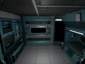 C&acirc;mara futurista Simula&ccedil;&atilde;o de fic&ccedil;&atilde;o cient&iacute;fica Reino cibern&eacute;tico Sala de alta tecnologia Modelo 3D