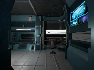 C&acirc;mara futurista Simula&ccedil;&atilde;o de fic&ccedil;&atilde;o cient&iacute;fica Reino cibern&eacute;tico Sala de alta tecnologia Modelo 3D