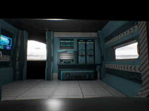 C&acirc;mara futurista Simula&ccedil;&atilde;o de fic&ccedil;&atilde;o cient&iacute;fica Reino cibern&eacute;tico Sala de alta tecnologia Modelo 3D