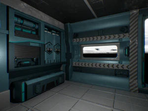 C&acirc;mara futurista Simula&ccedil;&atilde;o de fic&ccedil;&atilde;o cient&iacute;fica Reino cibern&eacute;tico Sala de alta tecnologia Modelo 3D